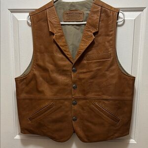 Men's Tan Leather Vest by